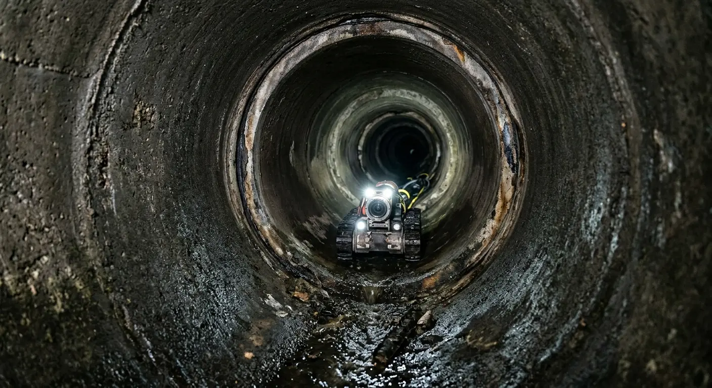 Robotic sewer camera inspecting pipe interior for Sewer Line Repair in Baldwin City